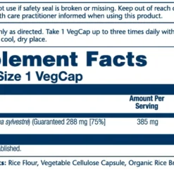 Solaray Gymnema Leaf Extract 385mg 60 Capsules -Now Foods Store 076280399110 lbl facts 1 95486.1707418490