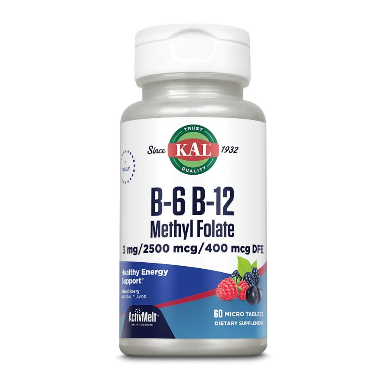 KAL B6 B12 Methyl Folate Mixed Berry 60 Micro Tablets 1 KAL B6 B12 Methyl Folate Mixed Berry 60 Micro Tablets
