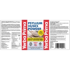 Yerba Prima Psyllium Husk Powder 12 Oz -Now Foods Store Psyllium Husks Powder Label 12 Oz Domestic 104L 9 26 18 Edited 16669.1707420168