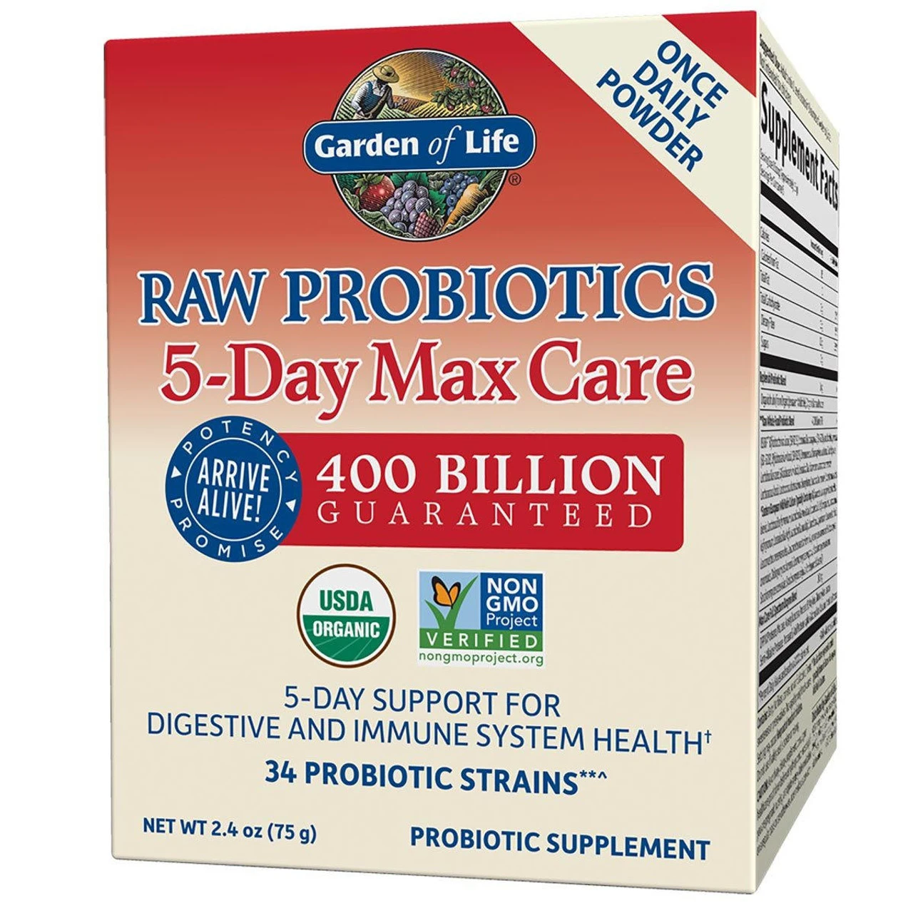 Garden Of Life Raw Probiotics 5-Day Max Care 2.4 Oz 1 Garden Of Life Raw Probiotics 5-Day Max Care 2.4 Oz
