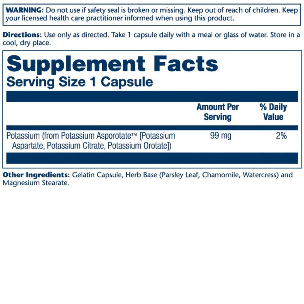 Solaray Potassium Asporotate 99mg 100 Caps 2 Solaray Potassium Asporotate 99mg 100 Caps - Image 2