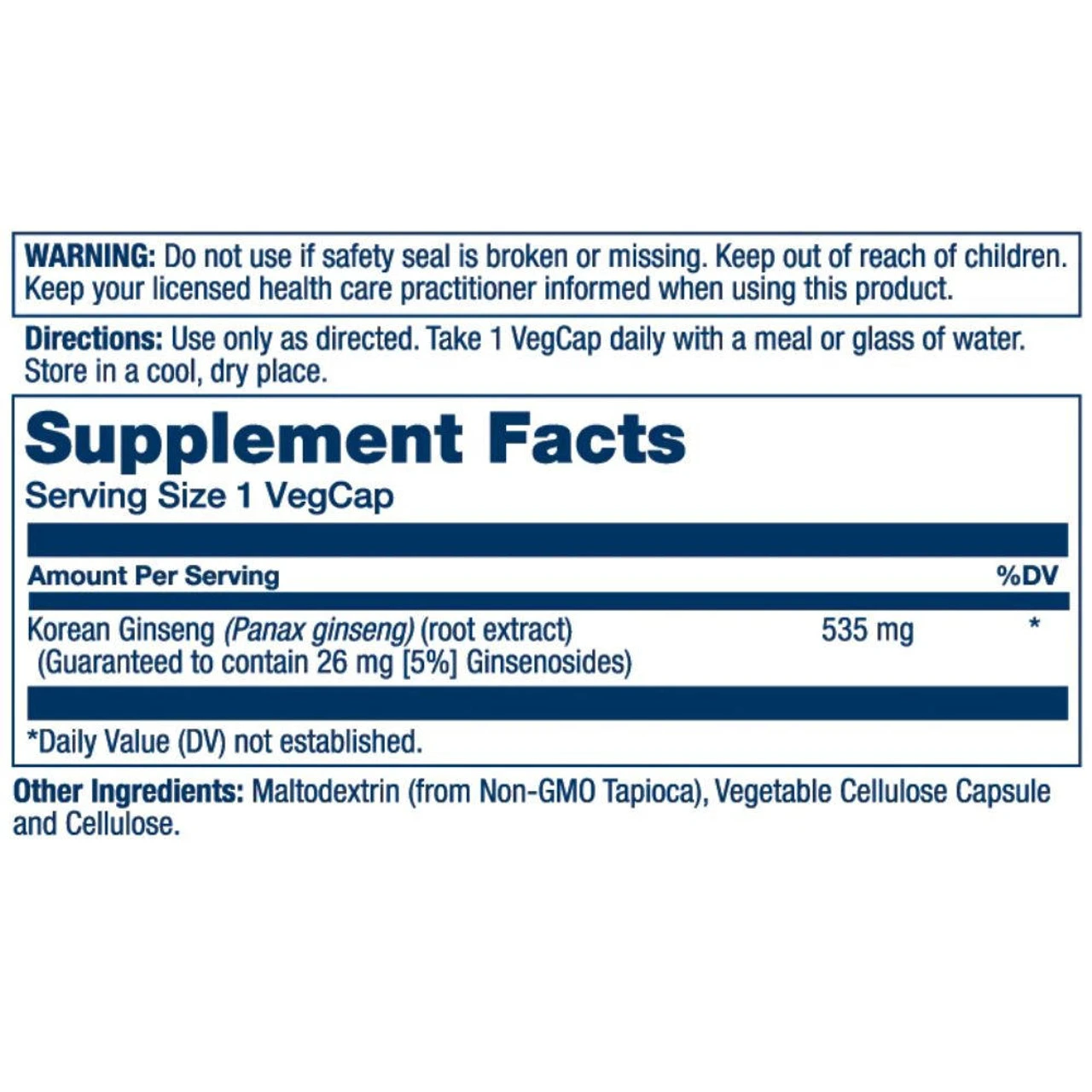 Solaray Korean Ginseng Root Extract 535mg 60 Caps 2 Solaray Korean Ginseng Root Extract 535mg 60 Caps - Image 2