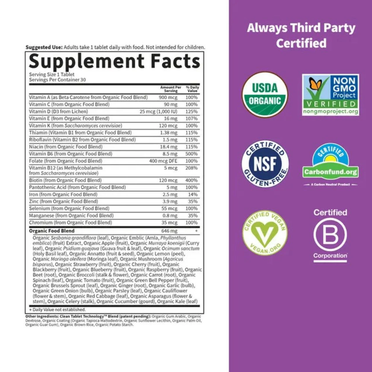 Garden Of Life Kind Organics Women's Once Daily 60 Tabs 2 Garden Of Life Kind Organics Women's Once Daily 60 Tabs - Image 2