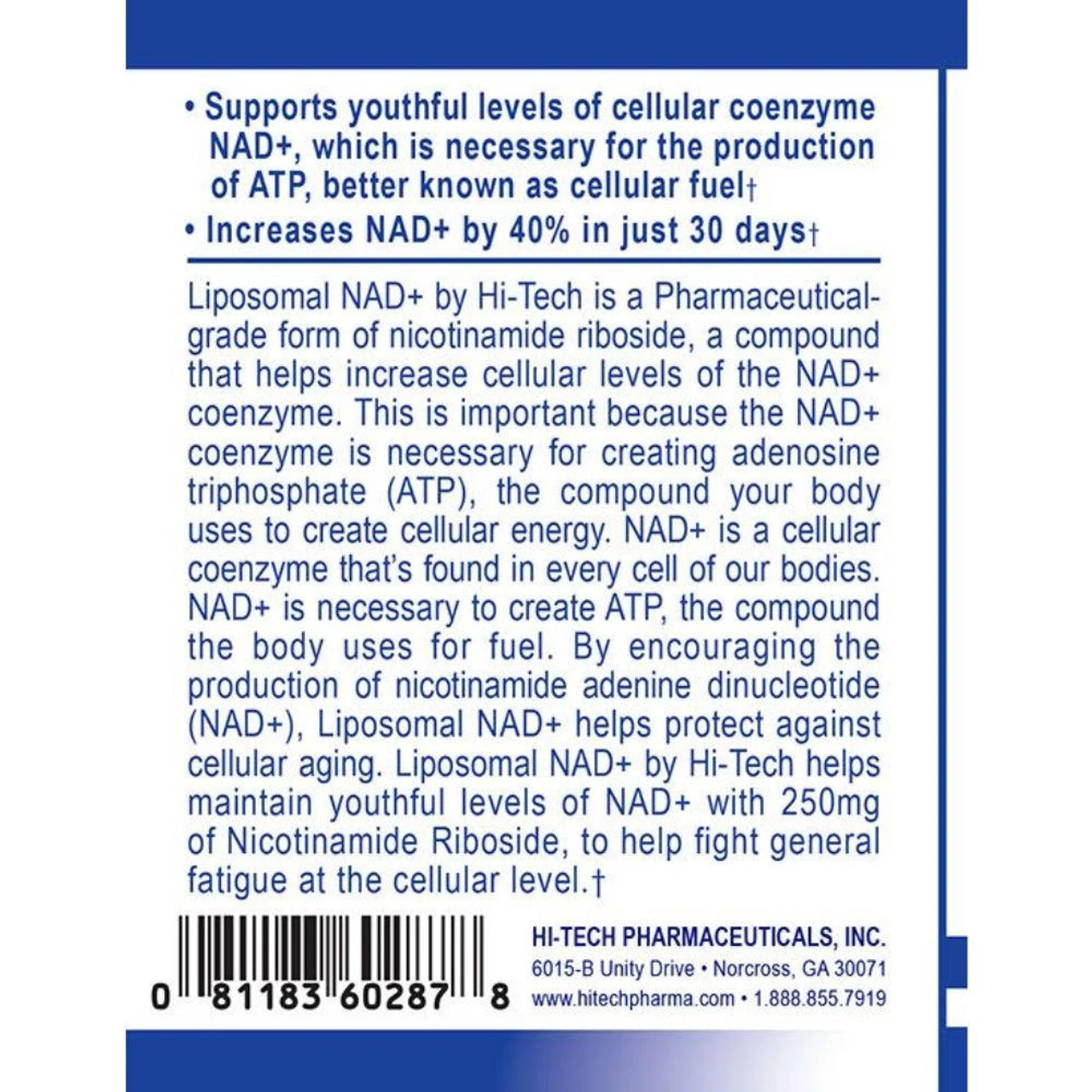 Hi-Tech Pharmaceuticals Liposomal NAD+ 60 Tablets 3 Hi-Tech Pharmaceuticals Liposomal NAD+ 60 Tablets - Image 3