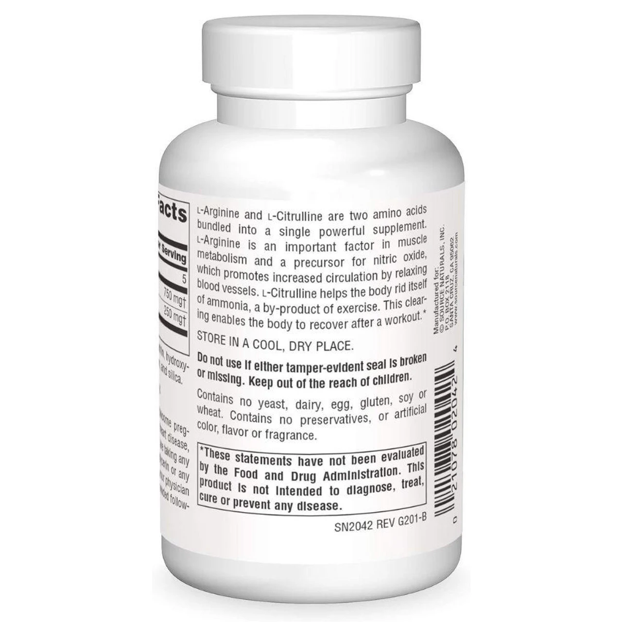 Source Naturals L-Arginine/L-Citrulline Complex 1000mg 60 Tabs 2 Source Naturals L-Arginine/L-Citrulline Complex 1000mg 60 Tabs - Image 2