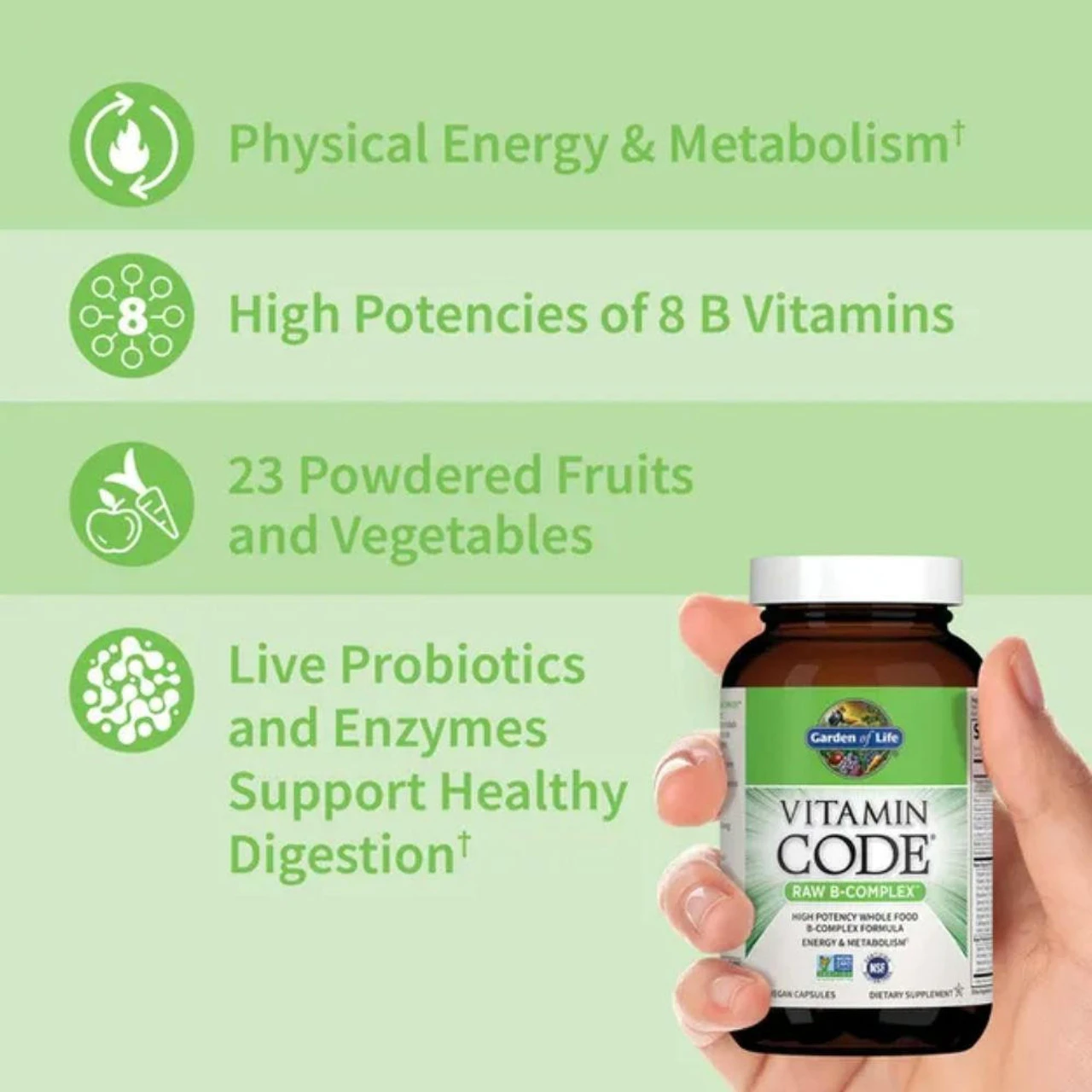 Garden Of Life Vitamin Code Raw B-Complex 120 Vege Caps 7 Garden Of Life Vitamin Code Raw B-Complex 120 Vege Caps - Image 7