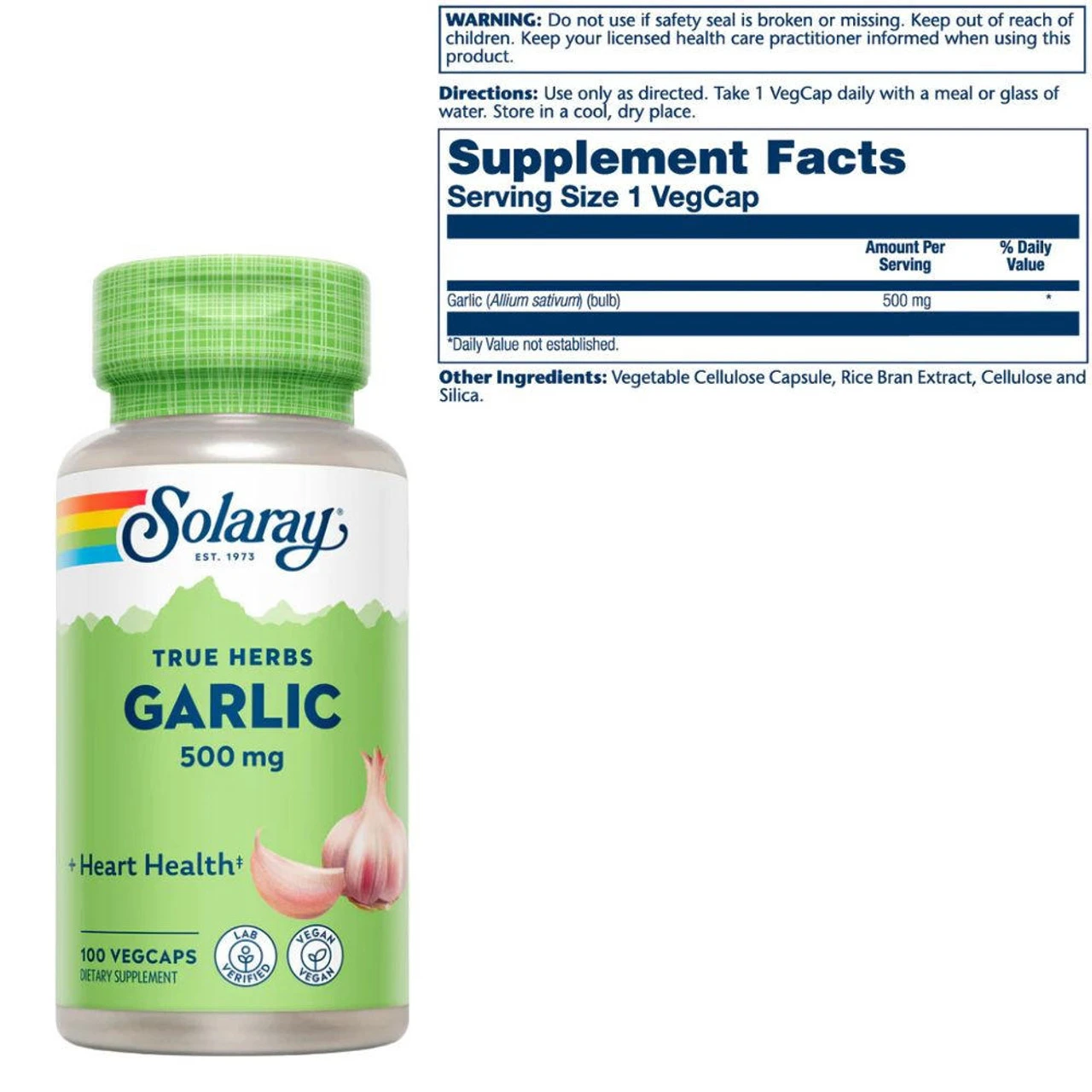 Solaray Garlic 500mg 100 Caps 3 Solaray Garlic 500mg 100 Caps - Image 3