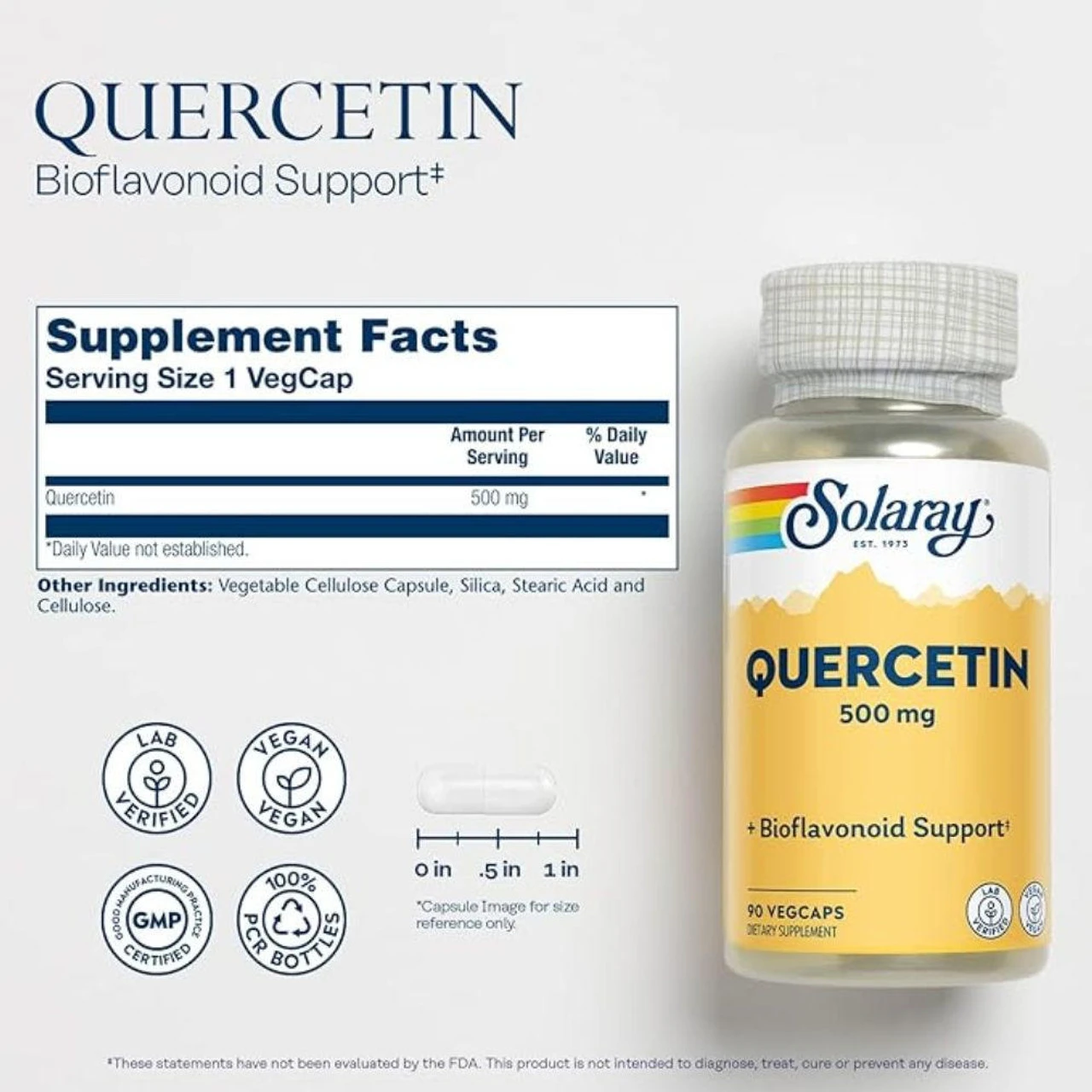 Solaray Non-Citrus Quercetin 500mg 90 Capsules 3 Solaray Non-Citrus Quercetin 500mg 90 Capsules - Image 3
