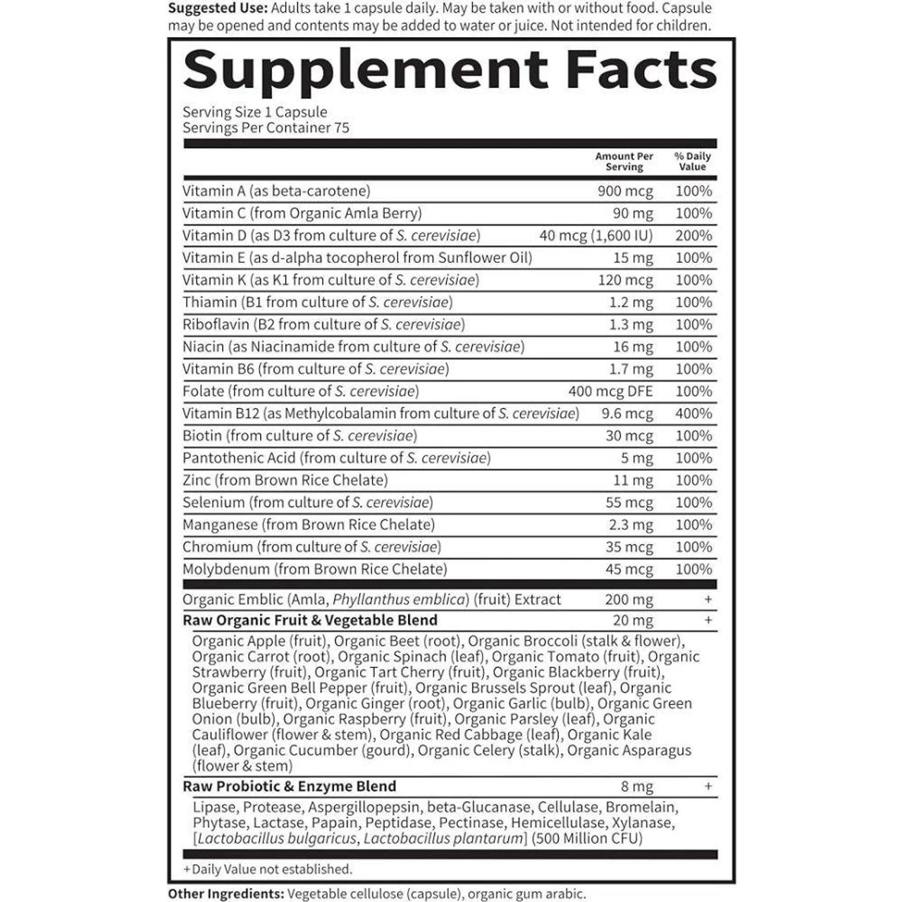 Garden Of Life Vitamin Code Raw One For Men 75 Caps 2 Garden Of Life Vitamin Code Raw One For Men 75 Caps - Image 2