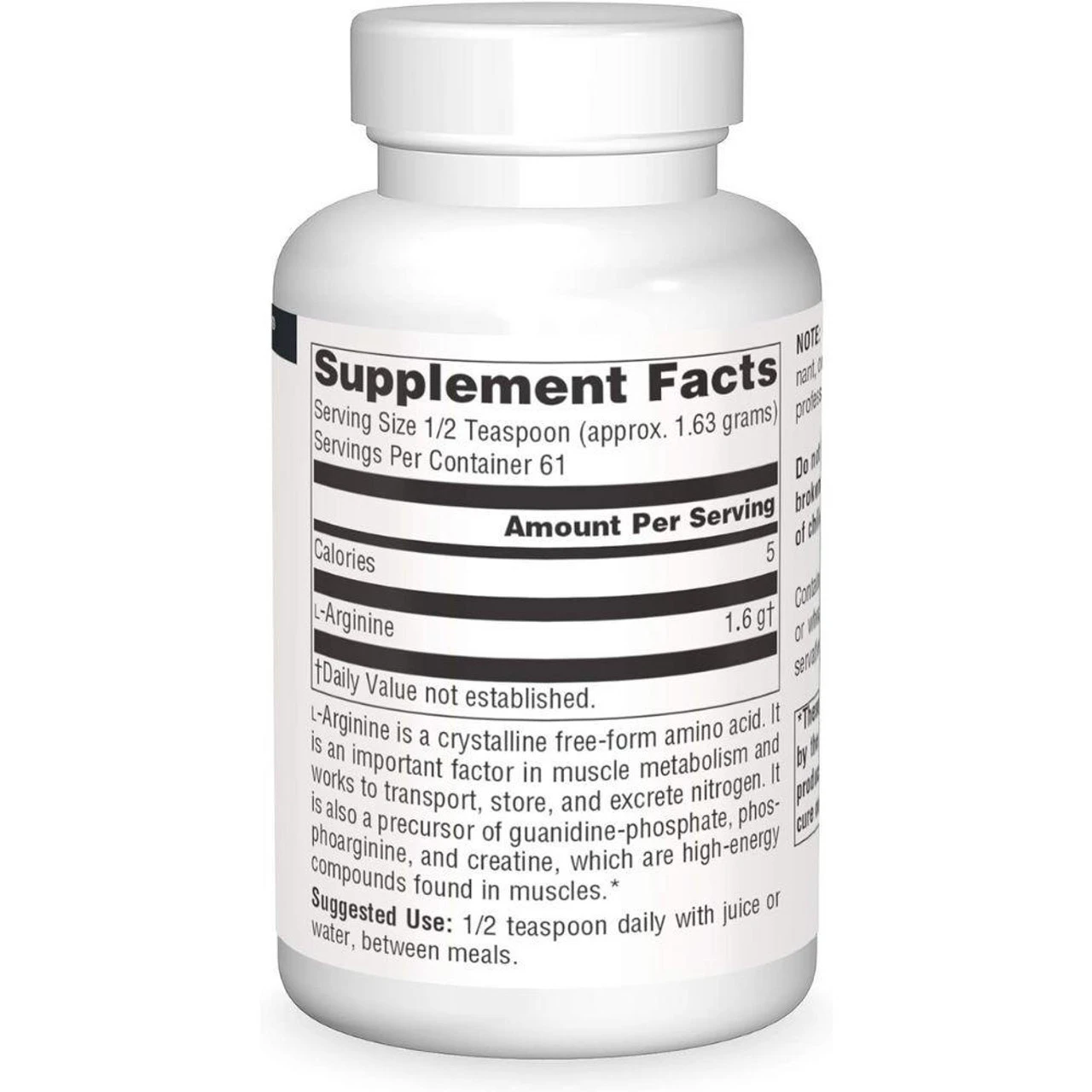 Source Naturals L-Arginine Powder 100 Grams 2 Source Naturals L-Arginine Powder 100 Grams - Image 2