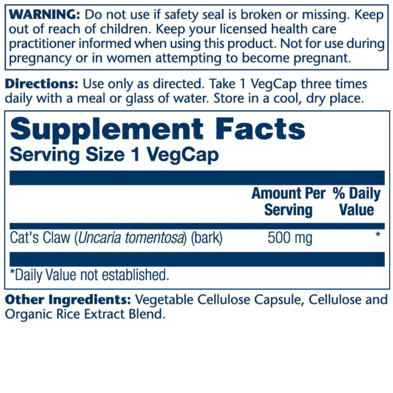 Solaray Cat's Claw 500mg 100 Caps 3 Solaray Cat's Claw 500mg 100 Caps - Image 3