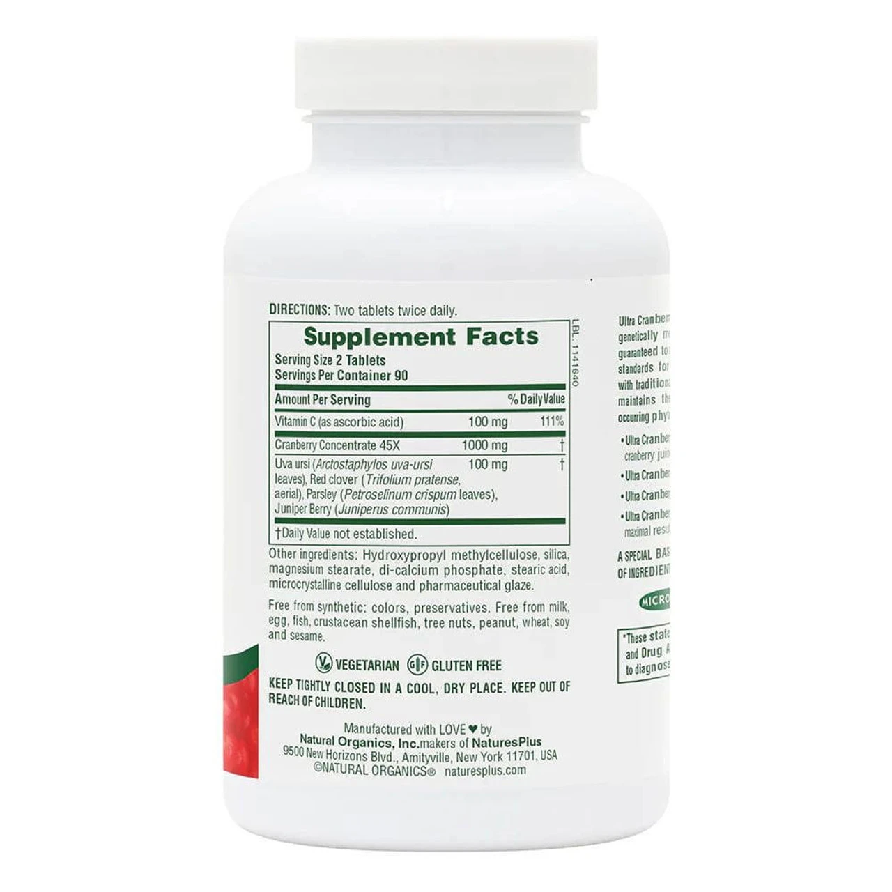 Nature's Plus Ultra Cranberry 1000 180 Tablets 2 Nature's Plus Ultra Cranberry 1000 180 Tablets - Image 2