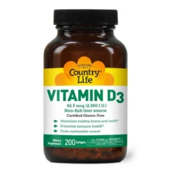 Country Life Vitamin D3 2500IU 200 Softgels