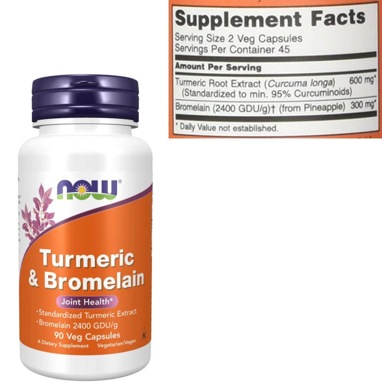Now Foods Turmeric & Bromelain 90 Capsules 2 Now Foods Turmeric & Bromelain 90 Capsules - Image 2
