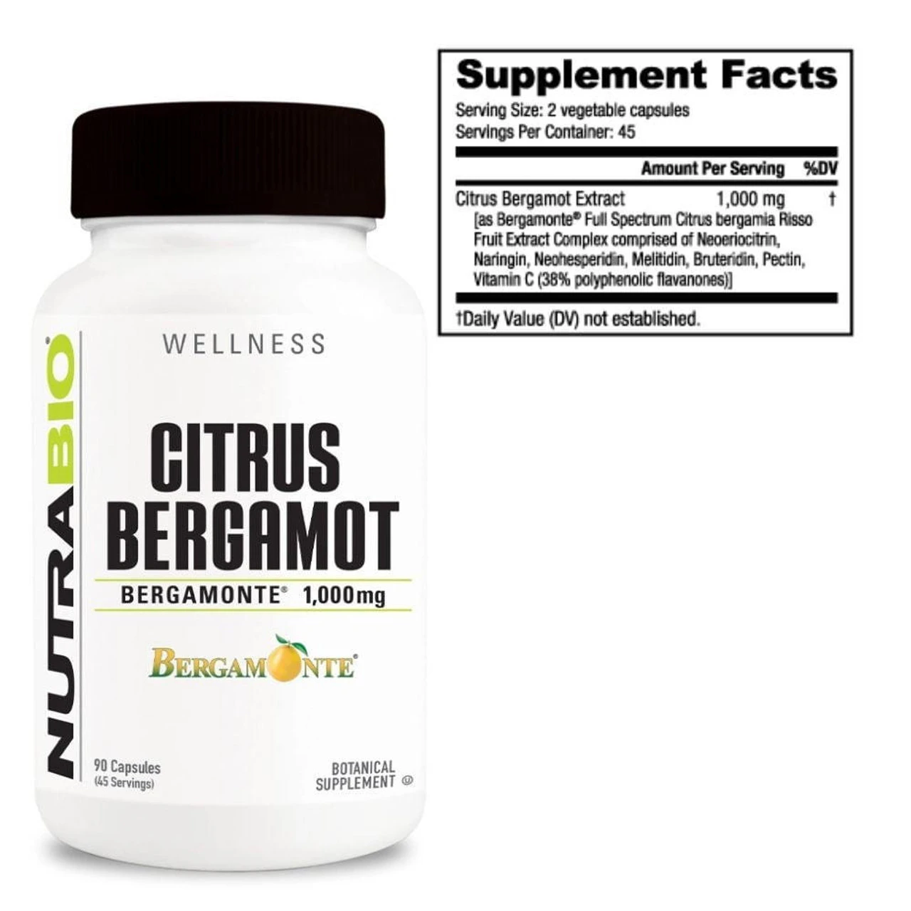 NutraBio Citrus Bergamot 1000mg 90 Capsules 3 NutraBio Citrus Bergamot 1000mg 90 Capsules - Image 3