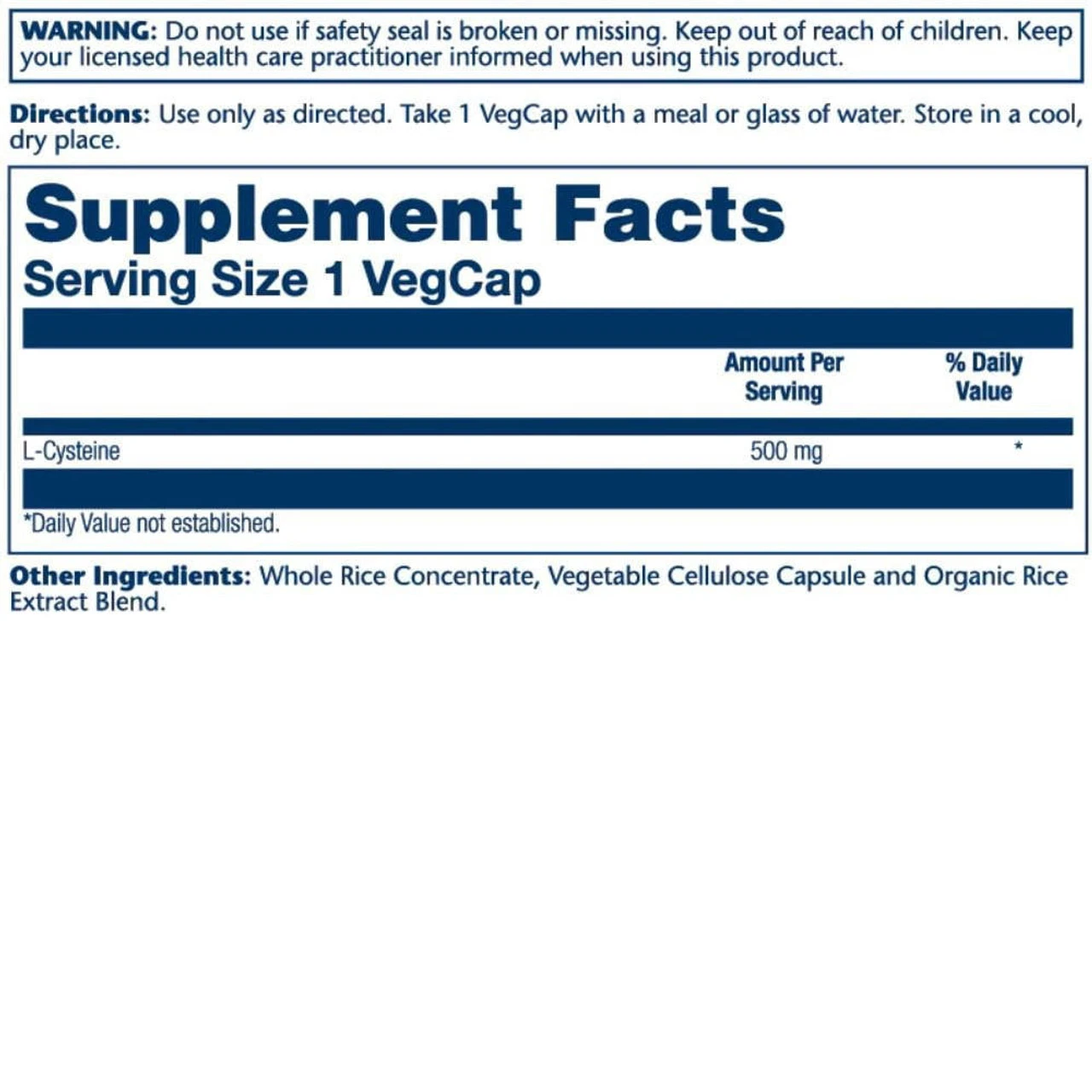 Solaray L-Cysteine 500mg 30 Capsules 2 Solaray L-Cysteine 500mg 30 Capsules - Image 2