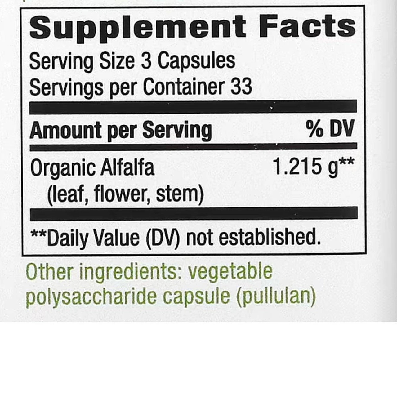 Nature's Way Alfalfa Leaves 405mg 100 Capsules 3 Nature's Way Alfalfa Leaves 405mg 100 Capsules - Image 3