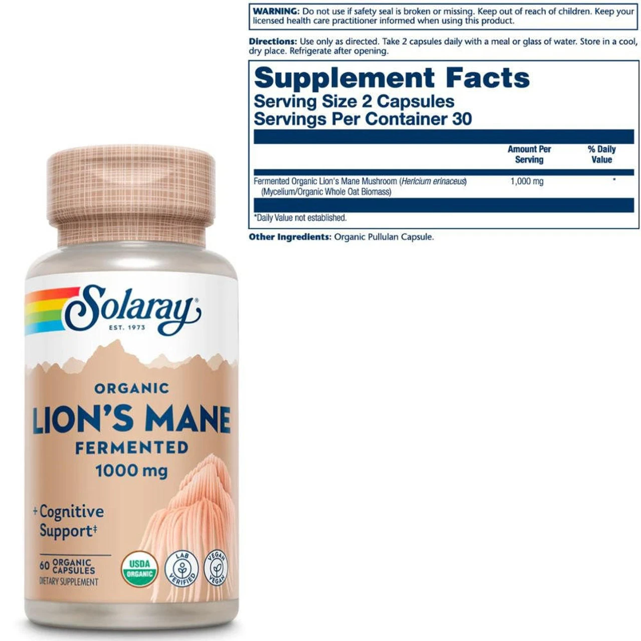 Solaray Fermented Lion's Mane 60 Capsule 2 Solaray Fermented Lion's Mane 60 Capsule - Image 2