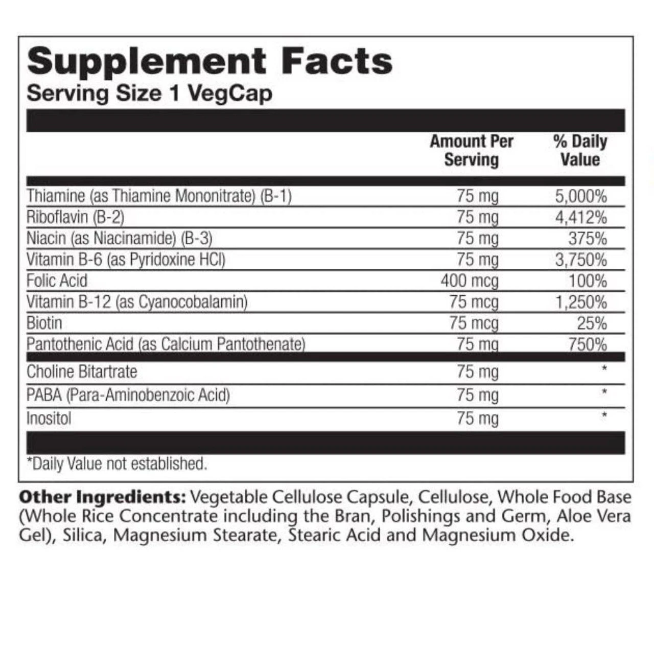 Solaray Timed Release Vitamin B Complex 75 100 Capsules 2 Solaray Timed Release Vitamin B Complex 75 100 Capsules - Image 2