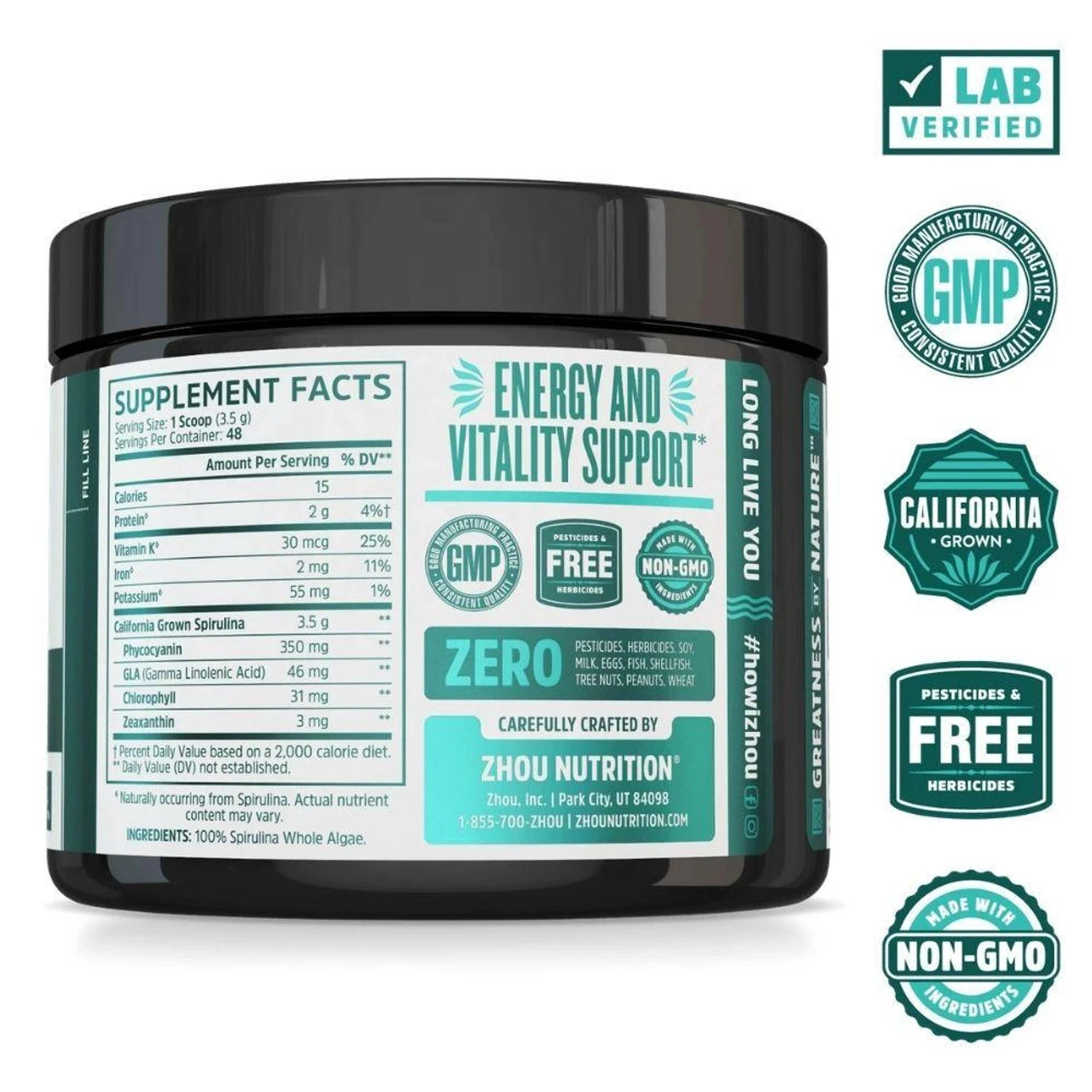 ZHOU Spirulina 6 Ounces 2 ZHOU Spirulina 6 Ounces - Image 2