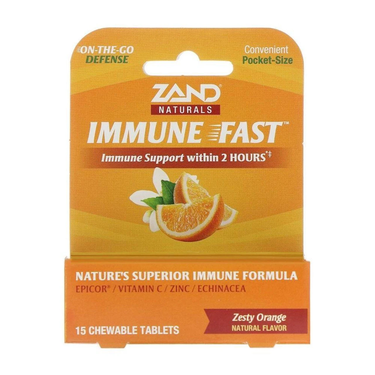 Zand Immune Fast Zesty Orange 15 Chewable Tablets 1 Zand Immune Fast Zesty Orange 15 Chewable Tablets