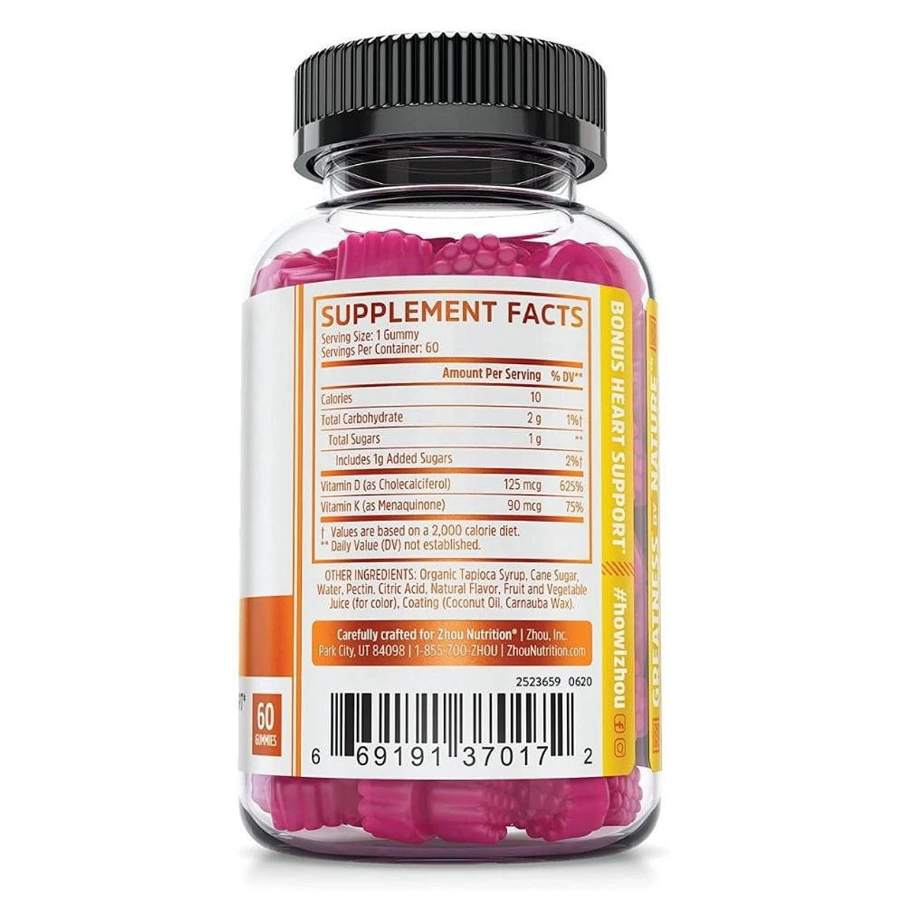 ZHOU K2 + D3 Strawberry Gummies 60ct 2 ZHOU K2 + D3 Strawberry Gummies 60ct - Image 2