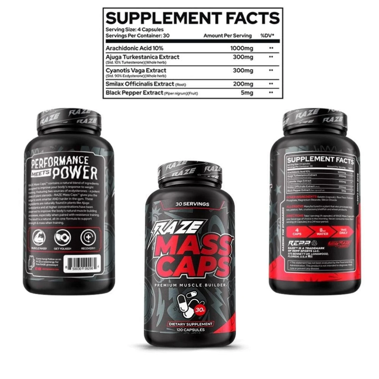 Raze Mass Caps Muscle Builder 120 Capsules 5 Raze Mass Caps Muscle Builder 120 Capsules - Image 5