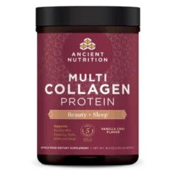 Ancient Nutrition Multi Collagen Protein Beauty + Sleep Vanilla Chai 38 Servings
