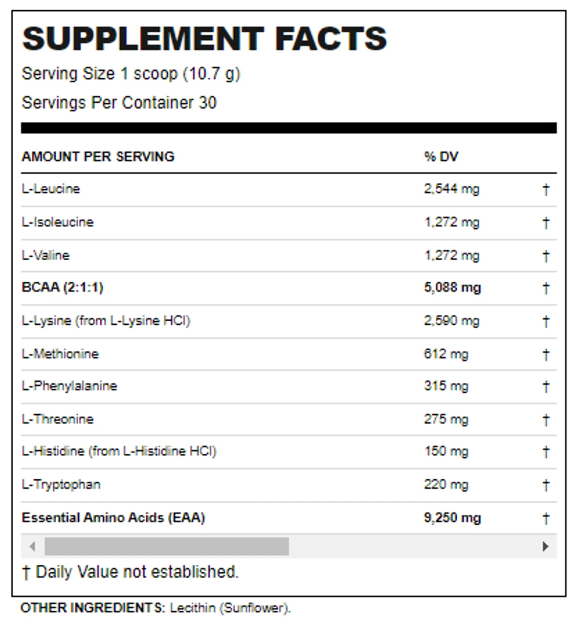 Allmax EAA Unflavored 320 Grams 30 Servings 3 Allmax EAA Unflavored 320 Grams 30 Servings - Image 3