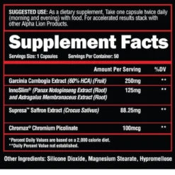 Alpha Lion Cravings Killer 50 Servings -Now Foods Store alphalion cravingskiller ingredients 79542.1710011086