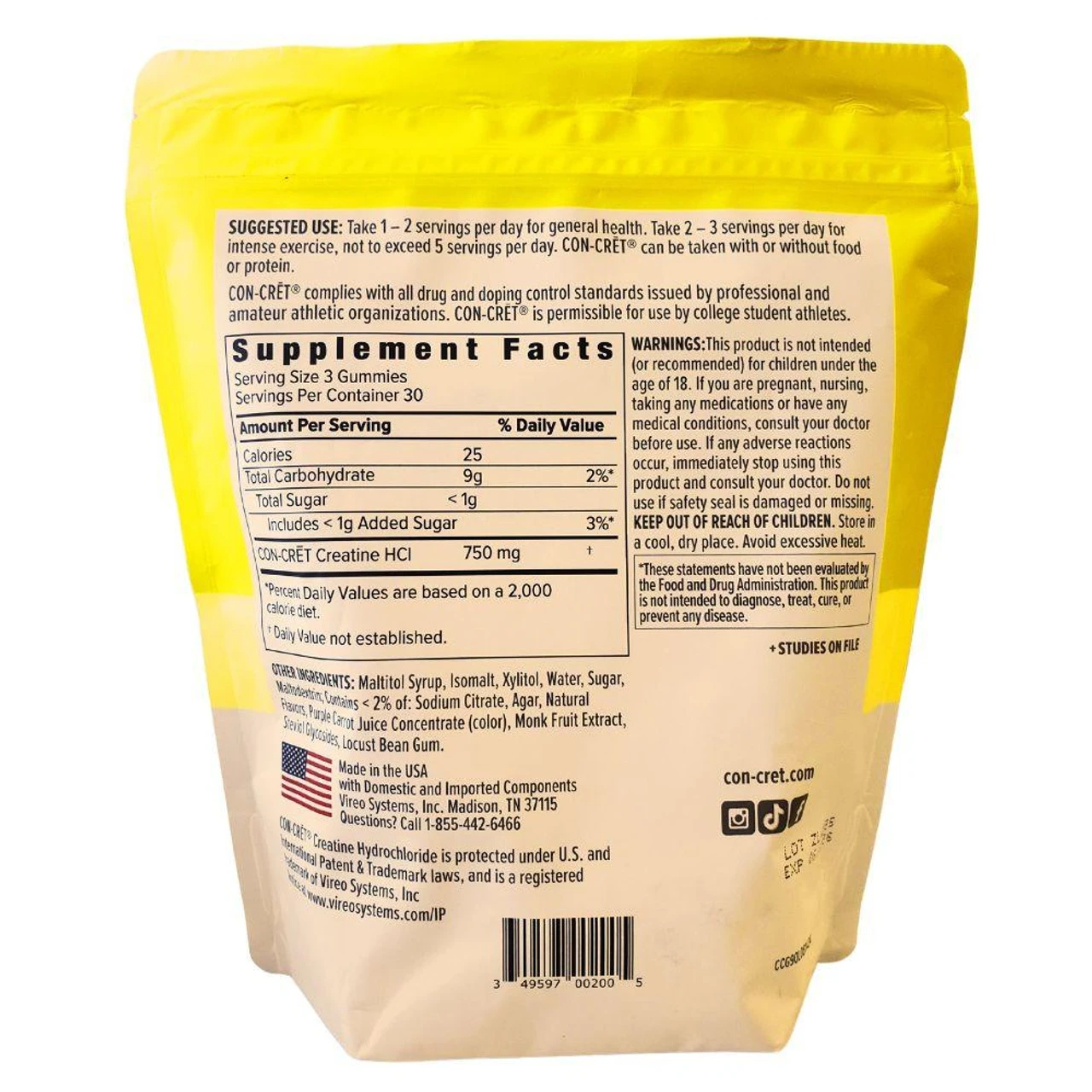 Con-Cret Creatine HCL 90 Gummies 3 Con-Cret Creatine HCL 90 Gummies - Image 3