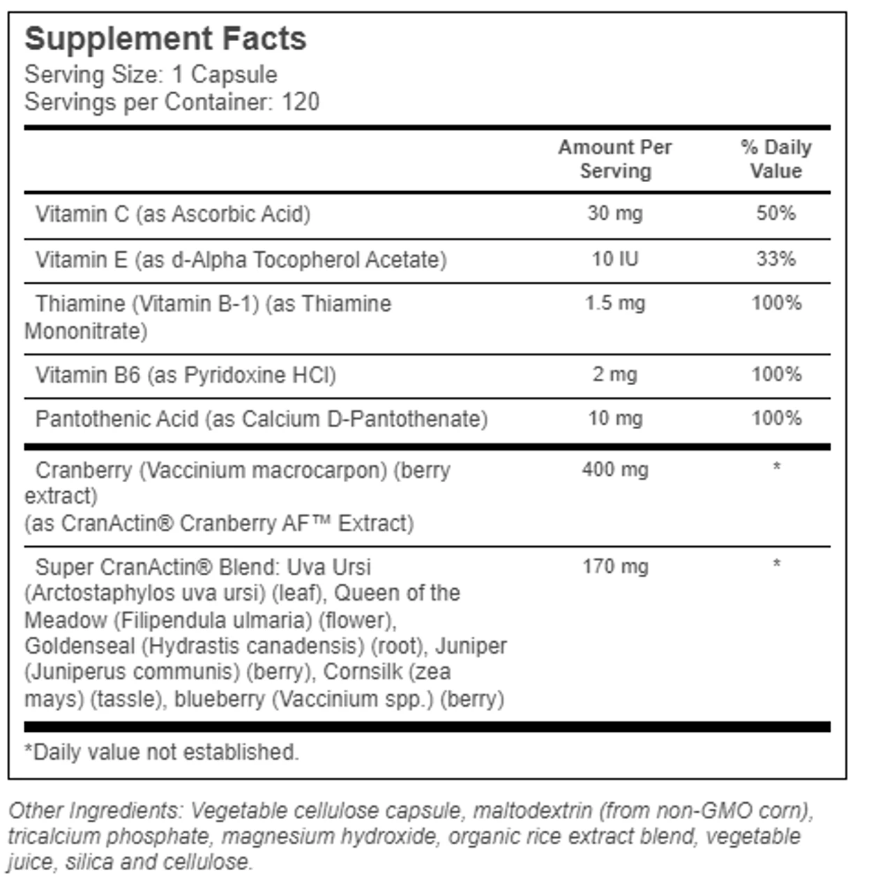 Solaray Super CRANACTIN 120 Capsules 2 Solaray Super CRANACTIN 120 Capsules - Image 2