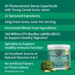 Garden Of Life Perfect Food Super Green Formula 600 Grams -Now Foods Store gol perfect food bulletpoints benefits new lifestyle 03152.1738817708