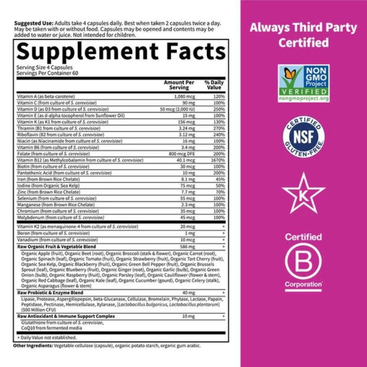 Garden Of Life Vitamin Code Women's Formula 240 Vege Caps 2 Garden Of Life Vitamin Code Women's Formula 240 Vege Caps - Image 2