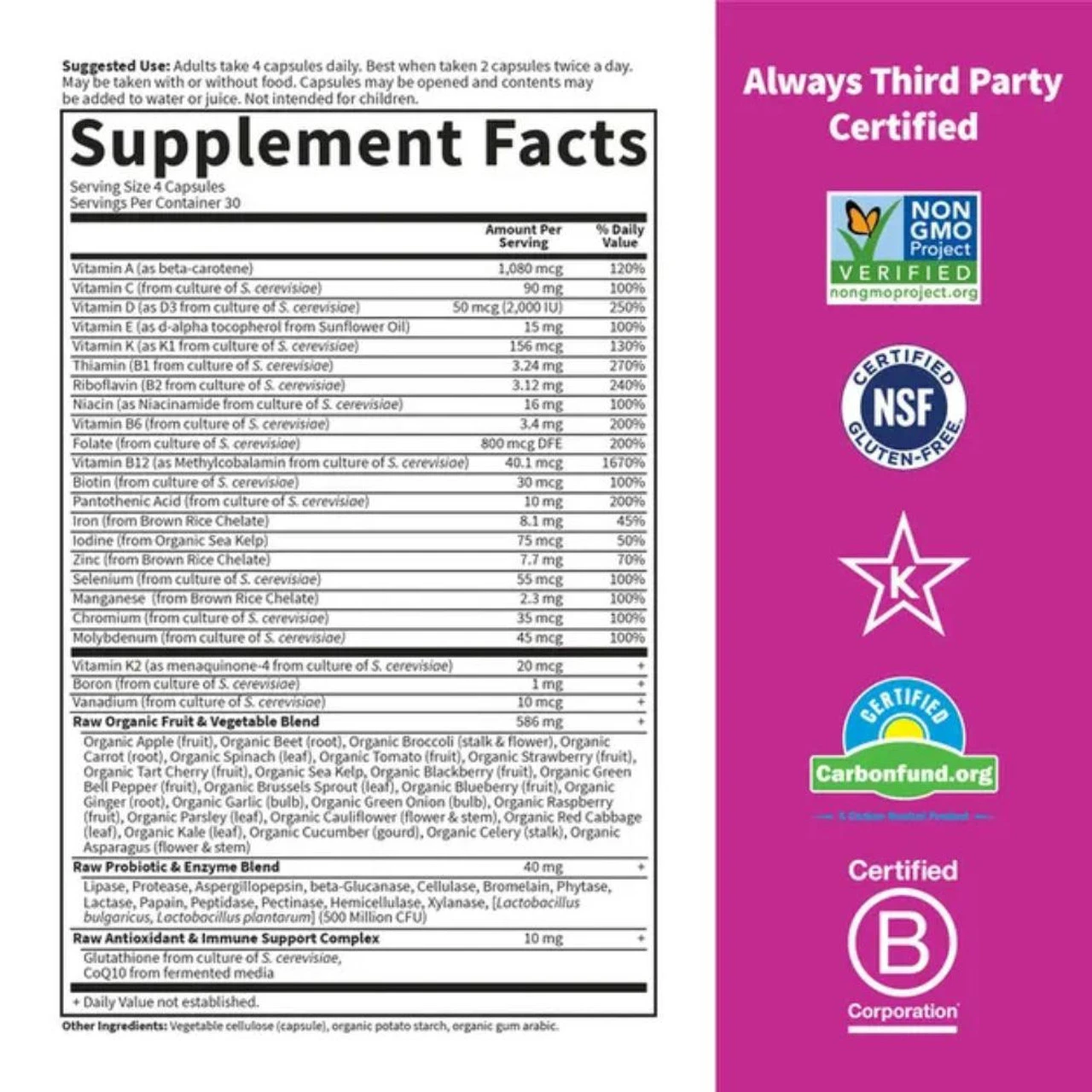 Garden Of Life Vitamin Code Women's Formula 120 Caps 2 Garden Of Life Vitamin Code Women's Formula 120 Caps - Image 2