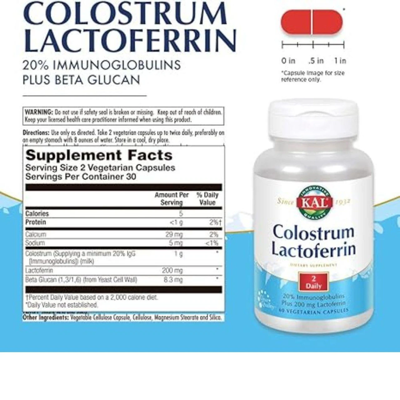 KAL Colostrum Lactoferrin 60 Capsules 2 KAL Colostrum Lactoferrin 60 Capsules - Image 2