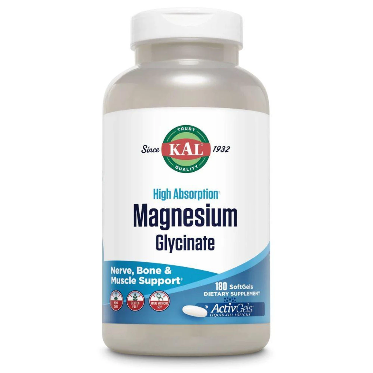 KAL High Absorption Magnesium Glycinate 180 Softgels 1 KAL High Absorption Magnesium Glycinate 180 Softgels