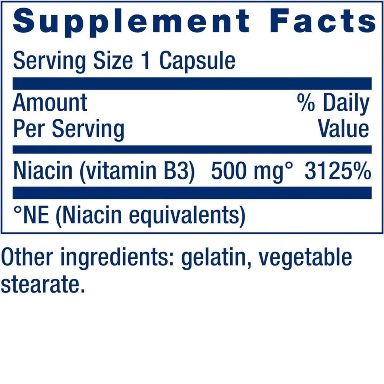 Life Extension Vitamin B3 Niacin 500mg 100 Caps 2 Life Extension Vitamin B3 Niacin 500mg 100 Caps - Image 2