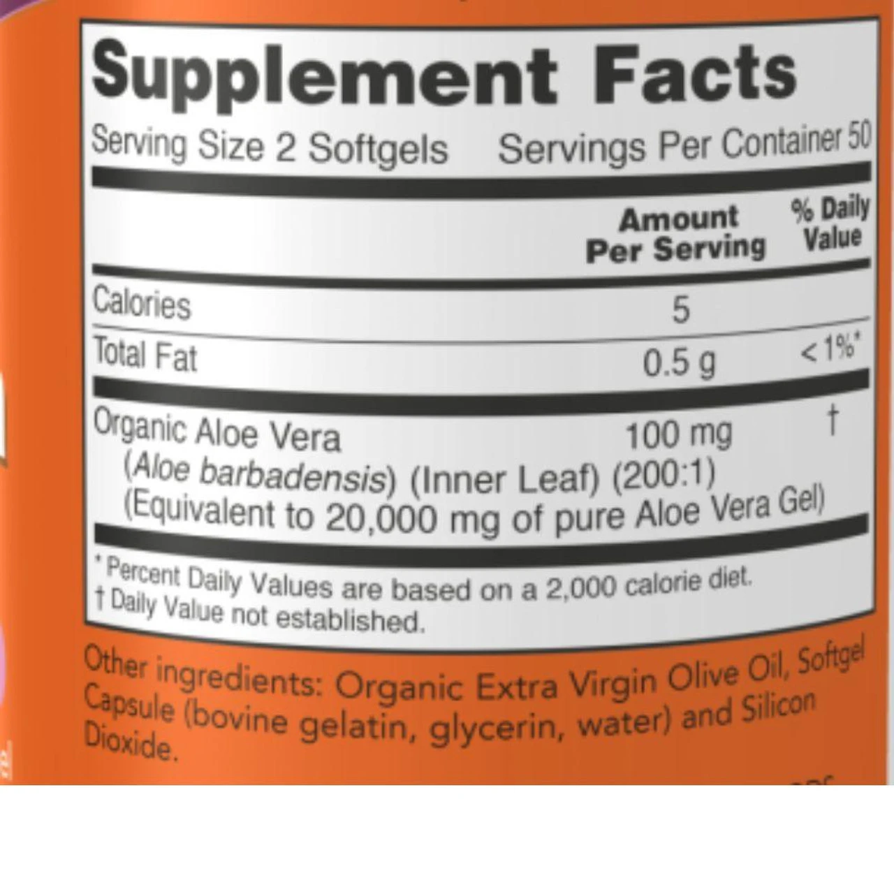 Now Foods Aloe Vera 100 Softgels 2 Now Foods Aloe Vera 100 Softgels - Image 2