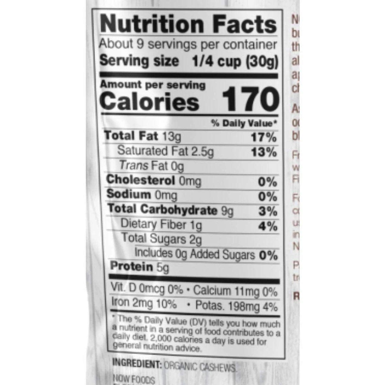 Now Foods Raw Cashews 10oz 2 Now Foods Raw Cashews 10oz - Image 2