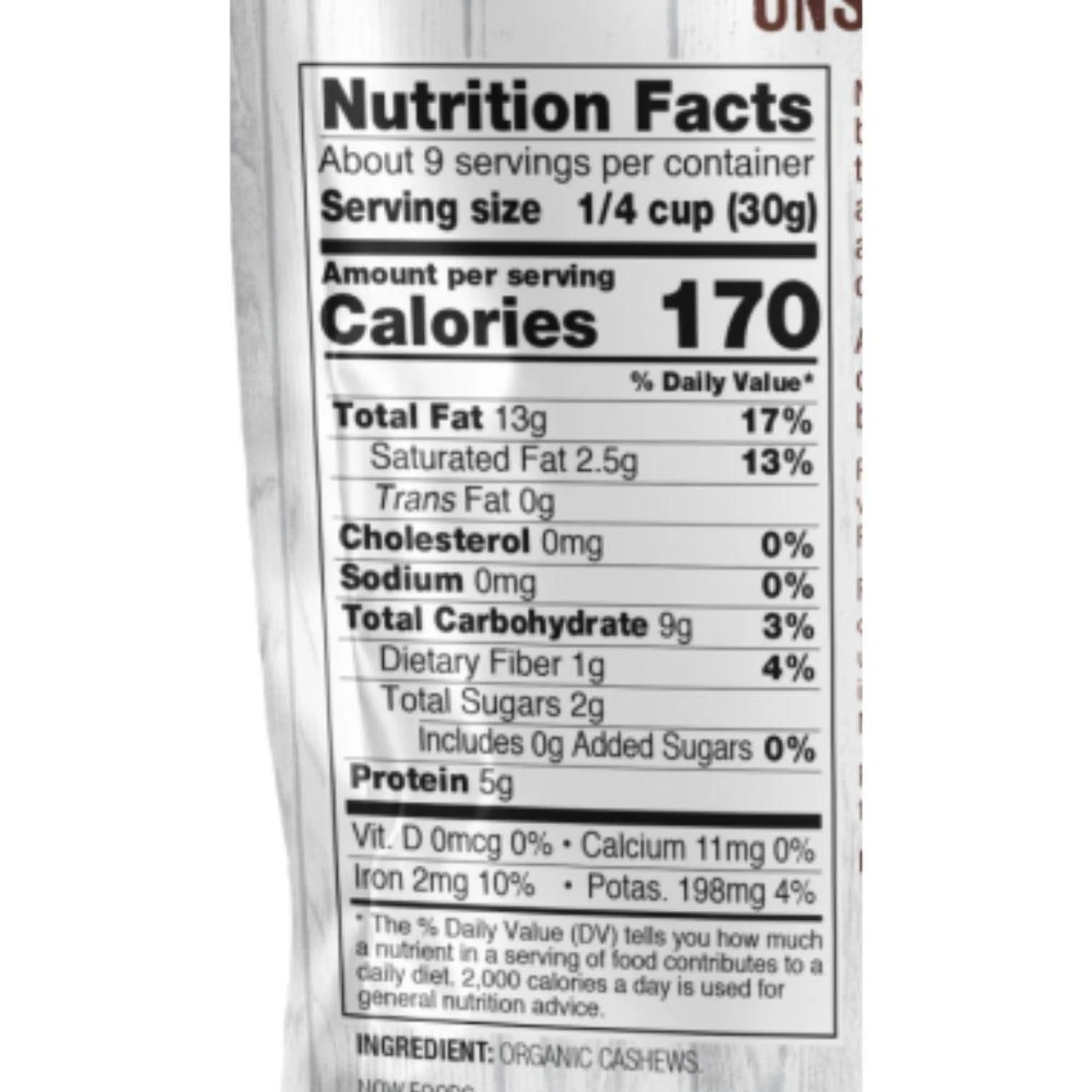 Now Foods Organic Cashews Raw 10 Oz 2 Now Foods Organic Cashews Raw 10 Oz - Image 2