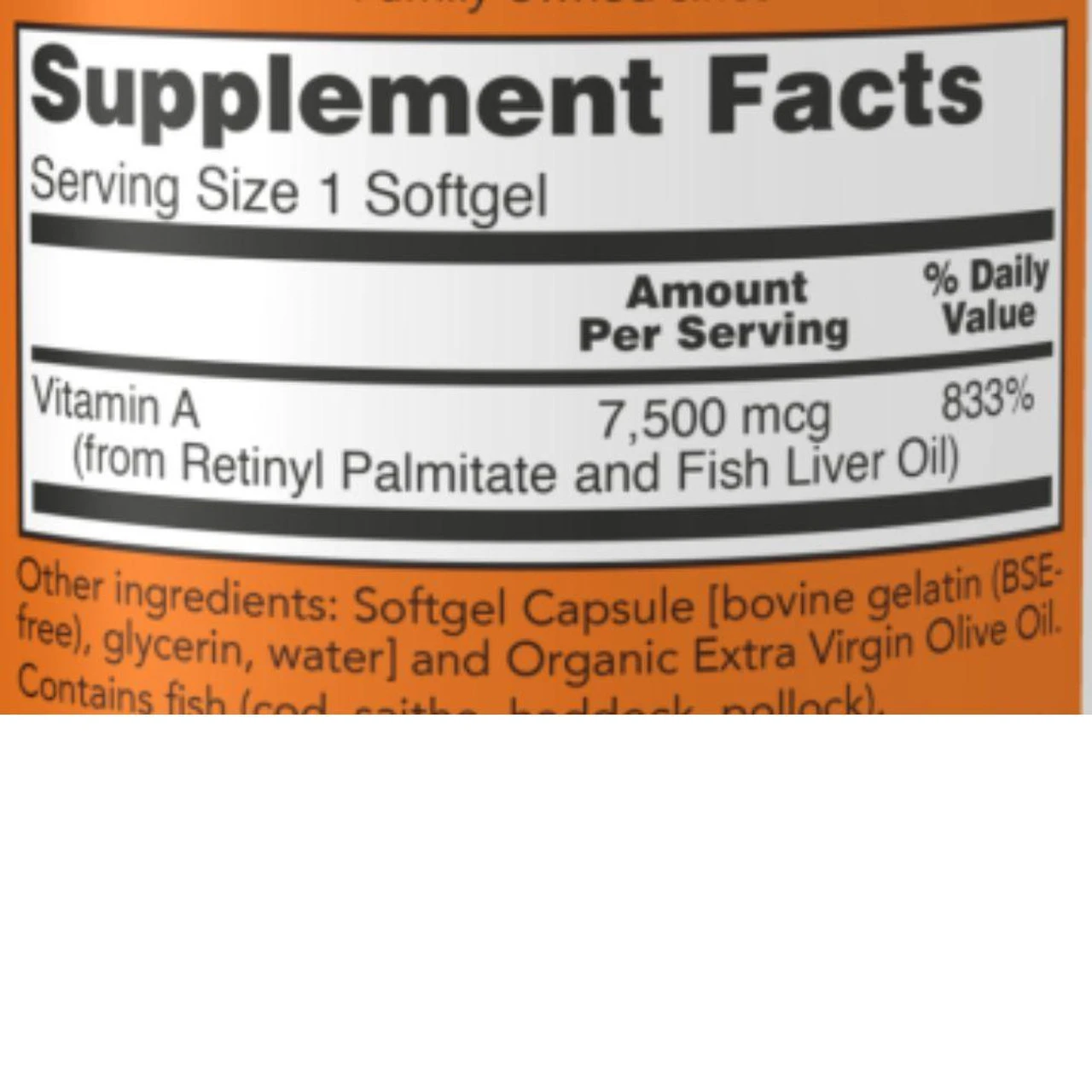 Now Foods Vitamin A 25000 IU 250 Softgels 2 Now Foods Vitamin A 25000 IU 250 Softgels - Image 2