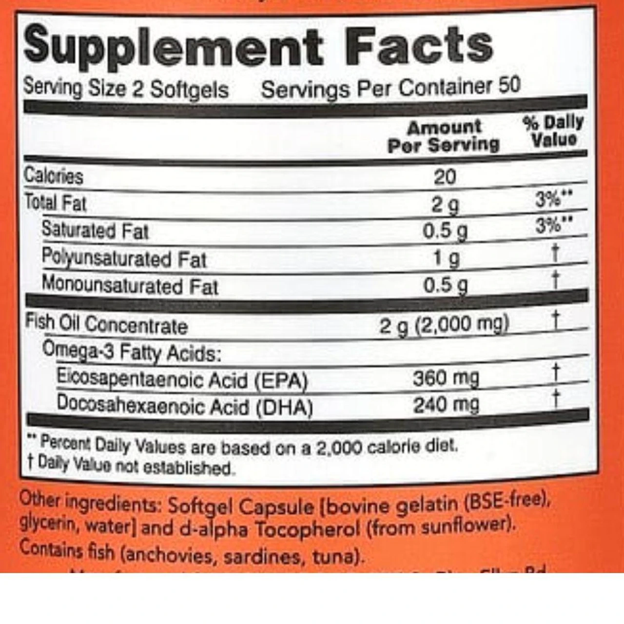 Now Foods Omega-3 1000mg 100SG 2 Now Foods Omega-3 1000mg 100SG - Image 2