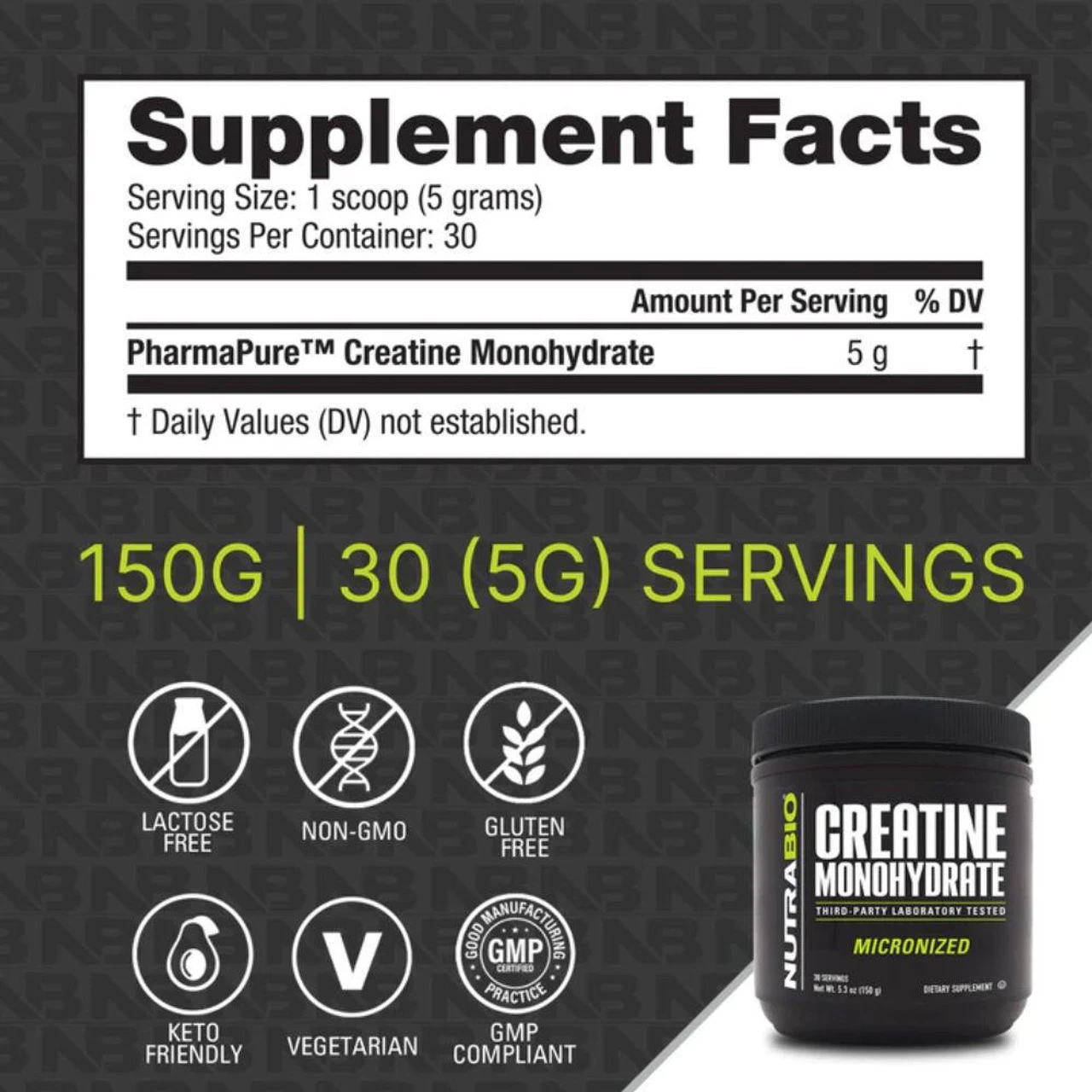 NutraBio Creatine 150 Grams 2 NutraBio Creatine 150 Grams - Image 2