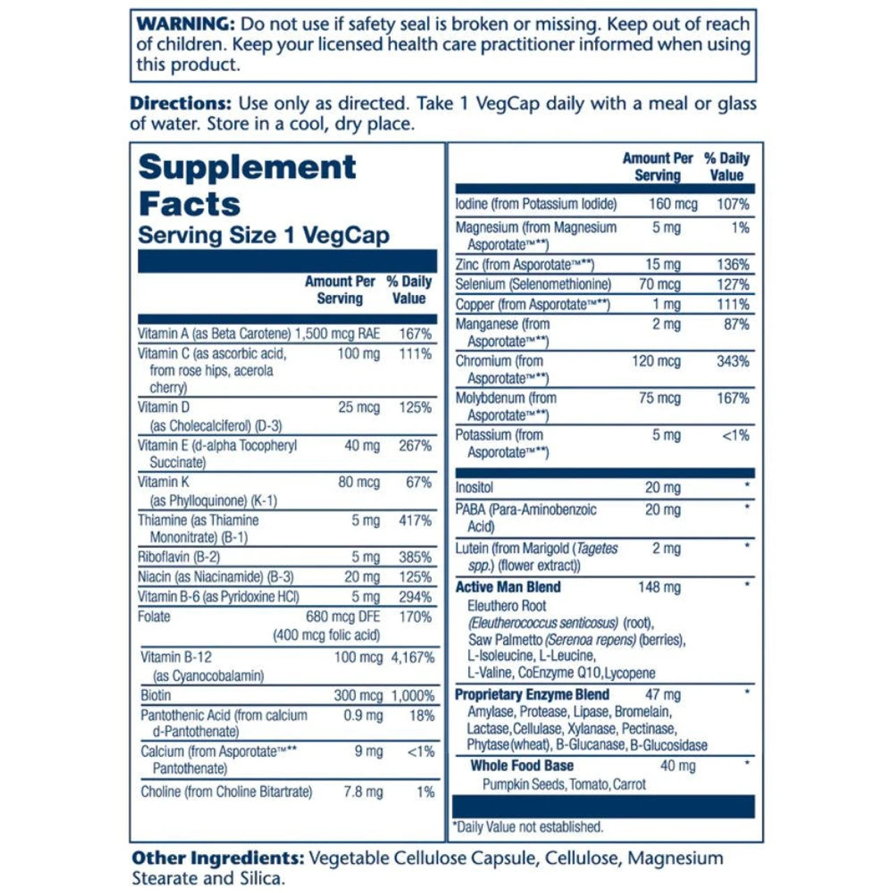 Solaray Once Daily Active Man Multivitamin 90 Capsules 2 Solaray Once Daily Active Man Multivitamin 90 Capsules - Image 2
