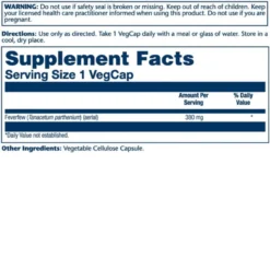 Solaray Feverfew 380mg 100 Capsules 3 Solaray Feverfew 380mg 100 Capsules -Now Foods Store solaray feverfew 380mg 100ct ingredients 61657.1712607084