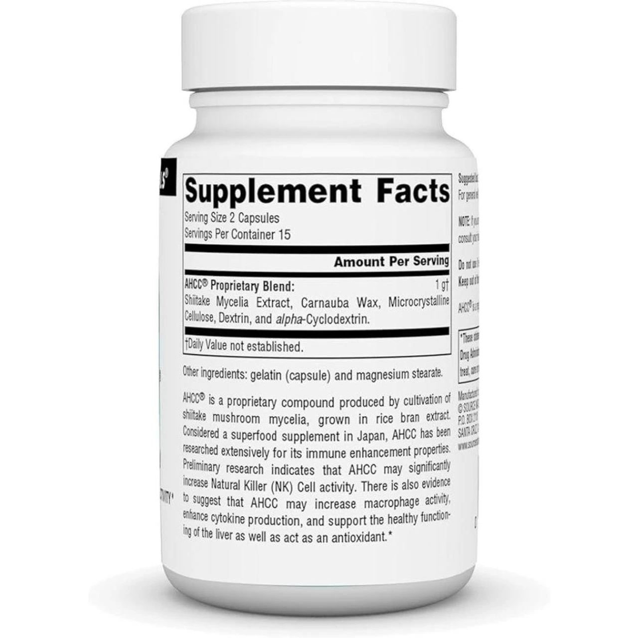 Source Naturals AHCC 500mg 30 Capsules 2 Source Naturals AHCC 500mg 30 Capsules - Image 2