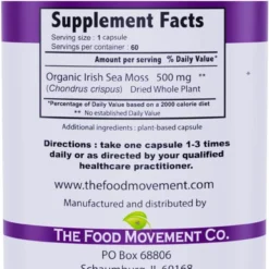 The Food Movement Organic Irish Sea Moss 60 Capsules -Now Foods Store tfm seamoss 60ct ingredients 84107.1724891773