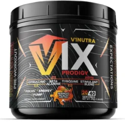 V1Nutra VIX Prodigy Pre Workout 20/40 Servings -Now Foods Store v1nutra v1x mango peach 46443.1711049242